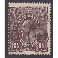 Australian    King George V   1½d Penny Half Pence Black Brown   Single Crown WMK Plate Variety 4L31